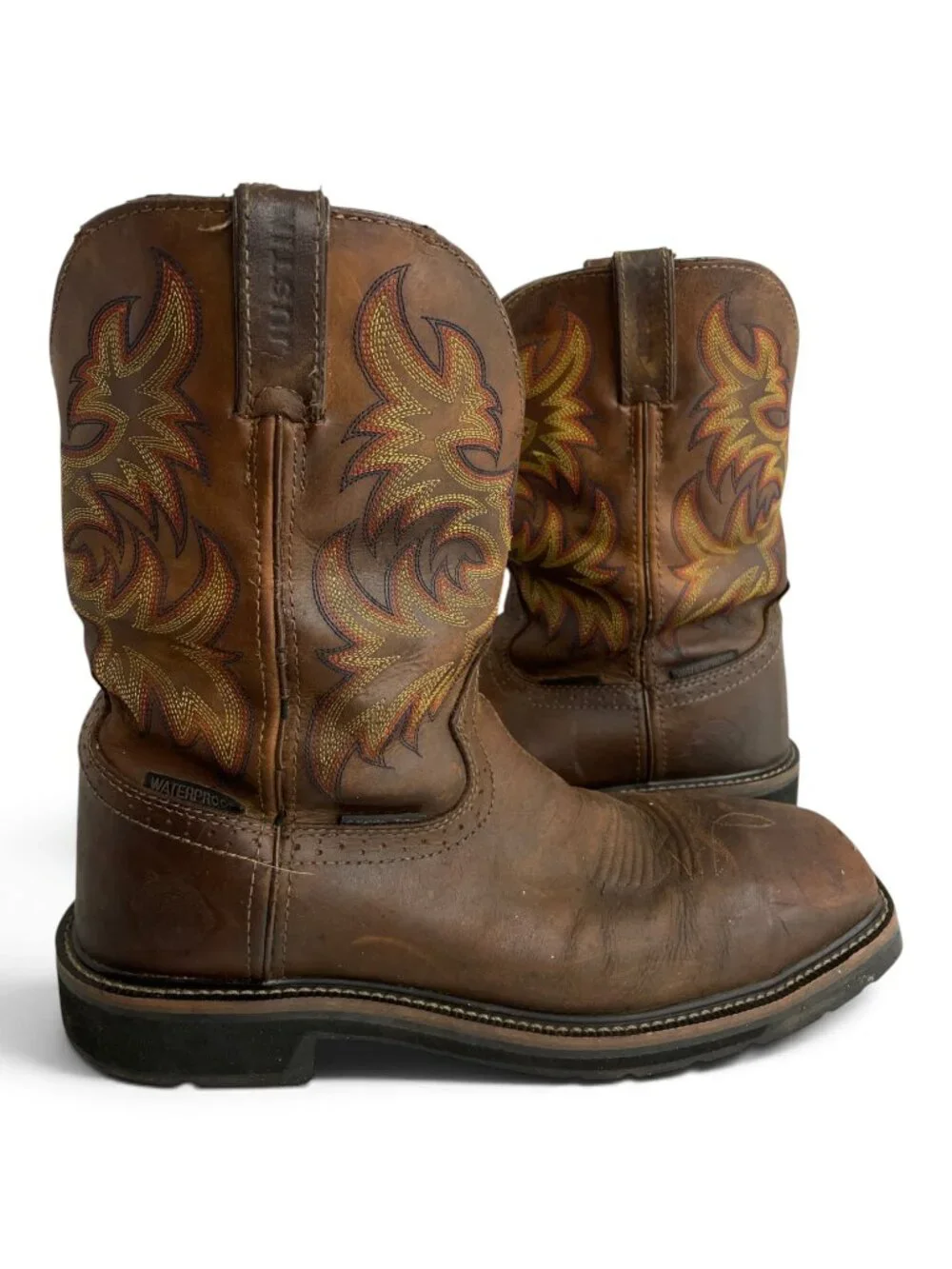Justin Driller Leather Steel Toe Waterproof Work Western Boots Men's 11.5 D